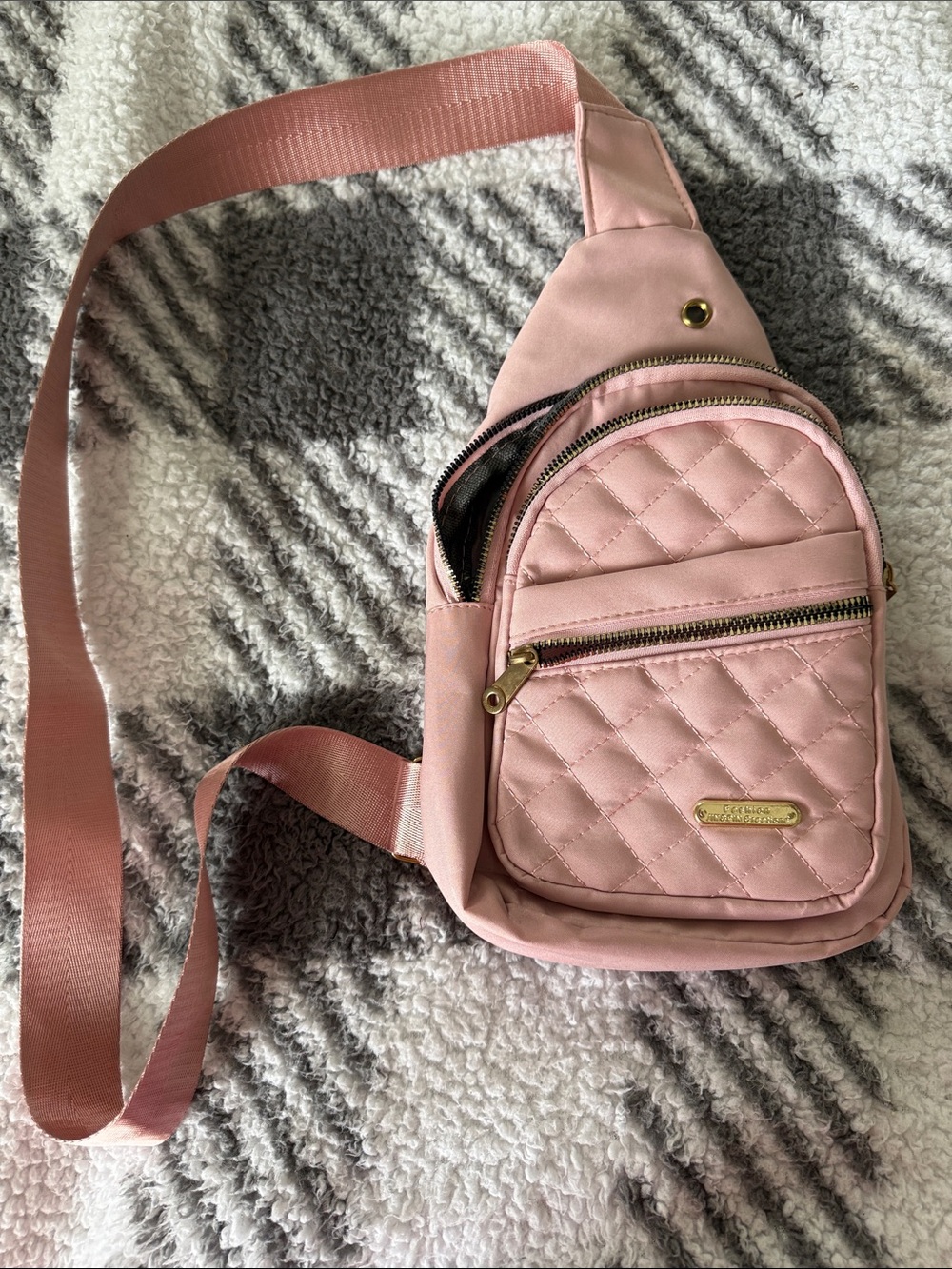 Quilted Pink Crossbody Sling Bag - Women's Everyday Bag